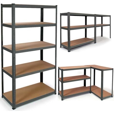IDMARKET Etagère modulable charges lourdes en métal 5 plateaux grise