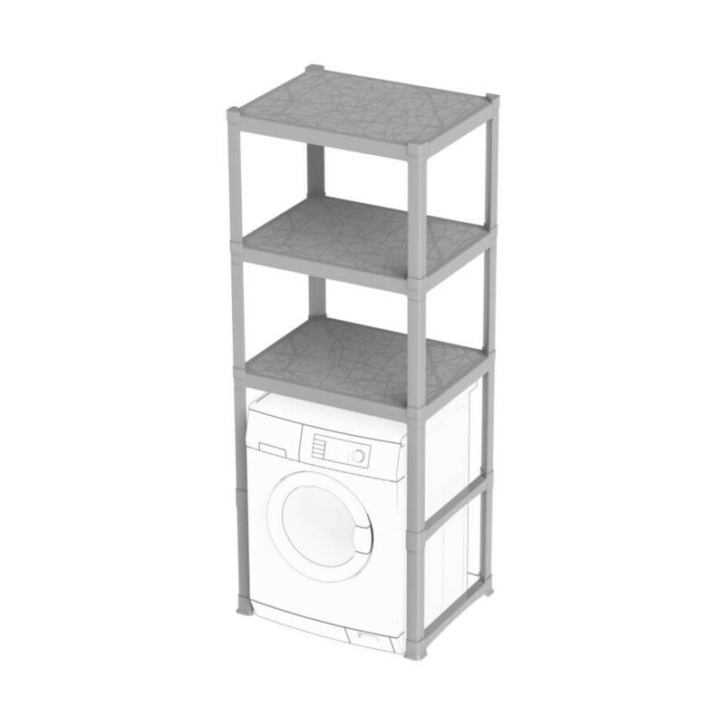 Etagère modulable dessus de machine à laver - Gris - h 184 cm - Jusqu'à 180kg de charge - Livraison gratuite