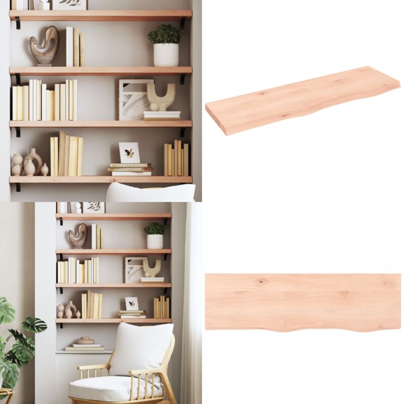 Tagère murale 100x30x(2-4) cm bois de chêne massif non traité - Étagère Murale - Étagère Rustique - Étagère Bois Chêne - Rangement Mural - Décoration