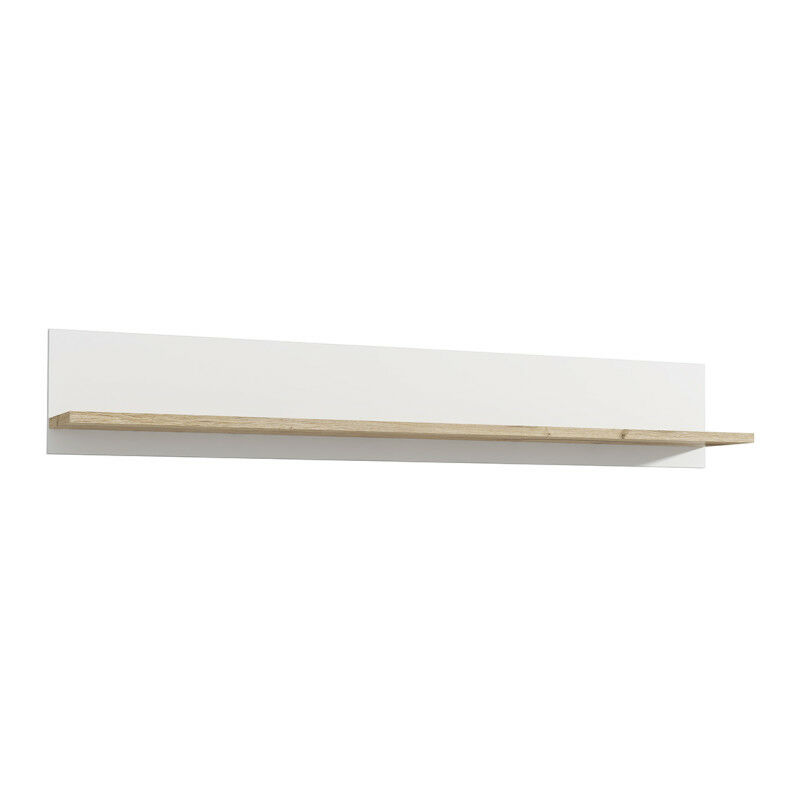 Meubletmoi - Etagère murale 160 cm blanc mat et décor bois clair - leane