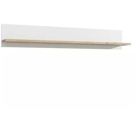 Etagère murale 160 cm blanc mat et décor bois clair - LEANE