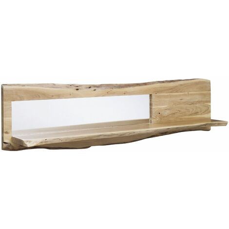 Étagère murale 165x22 Acacia laqué Bois naturel Miroir inclu PURE ACACIA 706