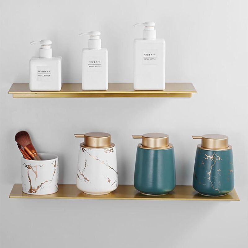 Tagère Murale, 2 Etagere Murale sans Percage, Etagere Salle de Bain 30cm et 60cm, Etagere Rangement en Aluminium Antirouille, Adaptées au Salon,