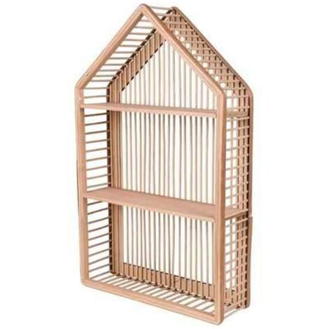 Etagère murale 2 niveaux en bois en forme de maison
