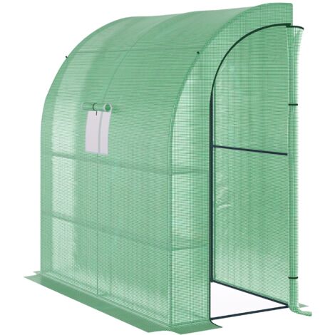 Étagère murale 2 niveaux pour plantes et fleurs en acier et PE, 200x100x215 cm, vert
