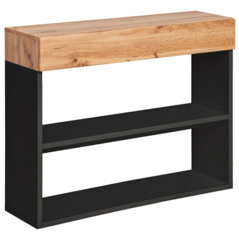 Étagère Murale 2 Niveaux & Tiroir "Easy" 100cm Noir