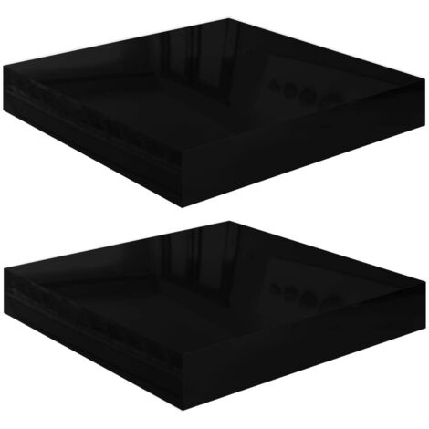 Étagère murale 2 pcs,Étagère flottante Noir brillant 23x23,5x3,8 cm MDF CFW80815