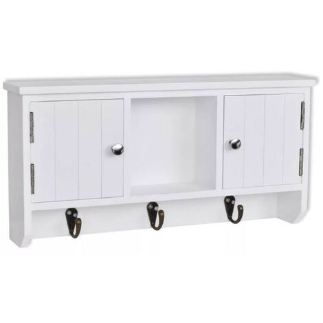 Étagère murale 2 portes 1 niche bois blanc Kapci
