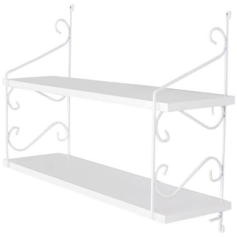 Étagère murale 2 tablettes Mitchell L72xH51cm Métal et Bois Blanc