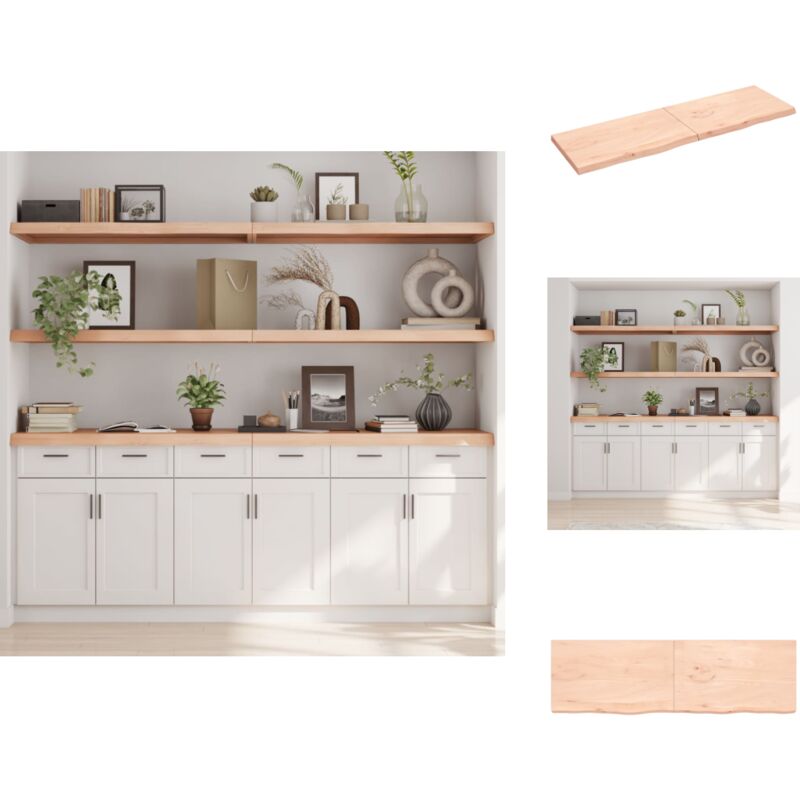 Tagère murale 200x60x(2-6) cm bois de chêne massif non traité - Étagère Murale - Étagère Rustique - Étagère Bois Chêne - Rangement Mural - Meuble