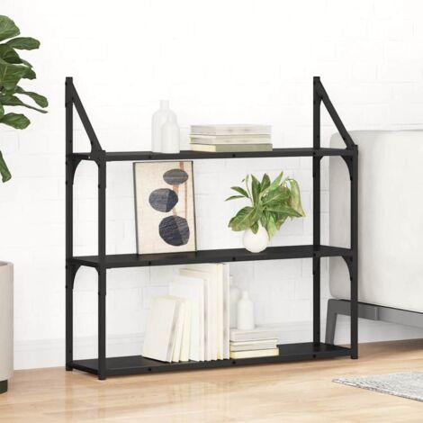 Étagère Murale 3 Étagères Chêne Noir 80x21x78.5 cm Bois d'Ingénierie Métal