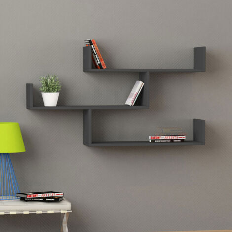 Étagère murale 3 niveaux 119x23x66,5 cm anthracite