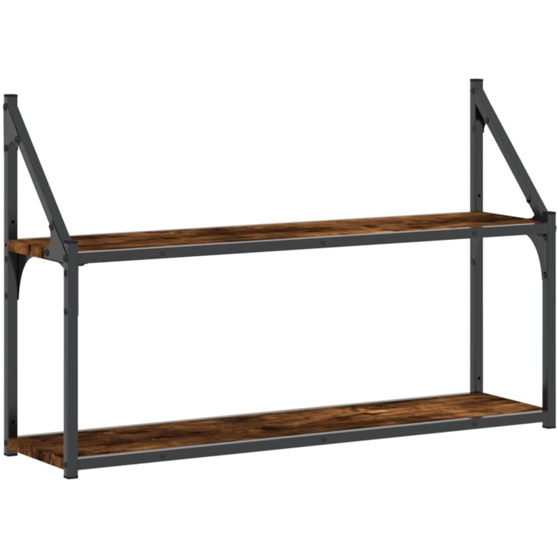 Étagère murale 2 niveaux chêne fumé 80x21x51 cm bois ingénierie vidaXL