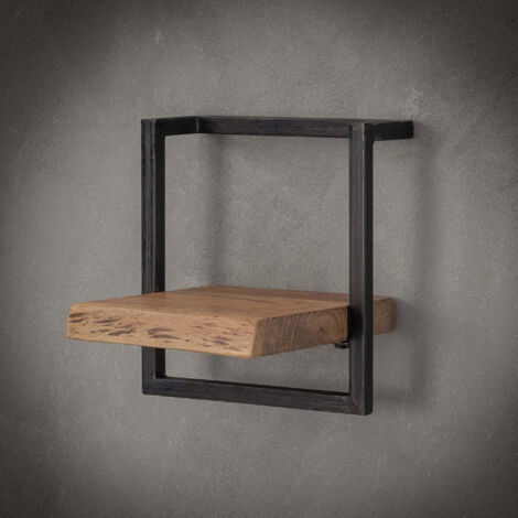 Etagère murale 30x25x30 cm en acacia massif et métal - ALONG