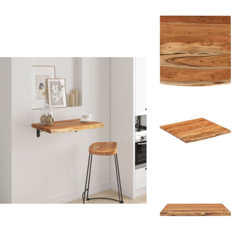 Tagère murale 40x40x2,5cm carré massif acacia bordure assortie - Étagère Murale - Étagères Murales - Étagère En Bois - Étagère Flottante
