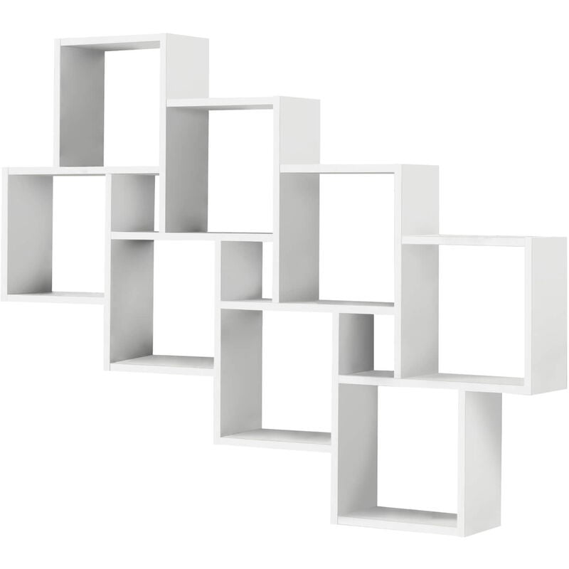 Terre De Nuit - Etagère murale 8 cases en bois blanc brillant - ET13036-1