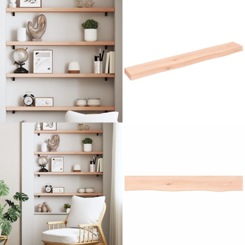 Tagère murale 80x10x4 cm bois de chêne massif non traité - Étagère Murale - Étagère Rustique - Étagère Bois Chêne - Rangement Mural - Décoration