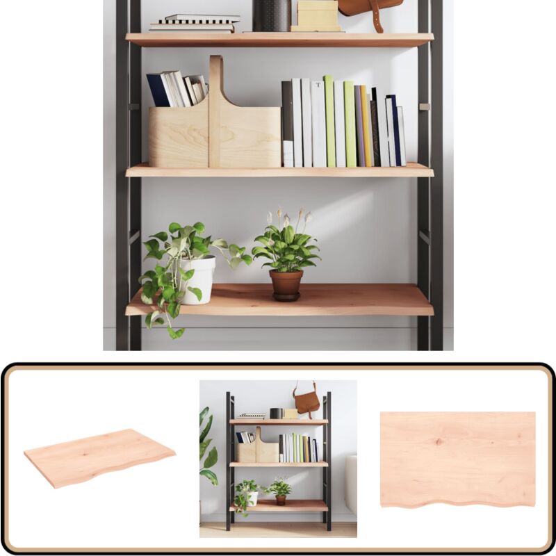 Vidaxl - tagère murale 80x50x2 cm bois de chêne massif non traité - Étagère Murale - Étagère Rustique - Étagère Bois Chêne - Rangement Mural
