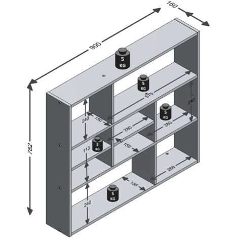 Etagère murale 9 niches 90x16x78,2 cm blanc
