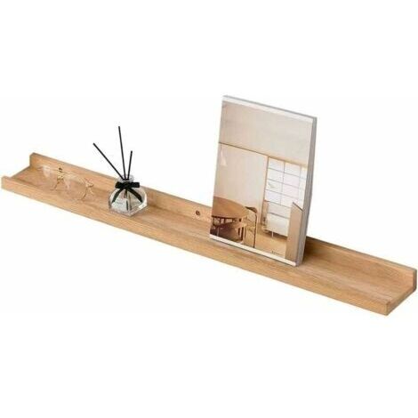 Étagère Murale, 90cm Étagère Flottante en Bois de chêne Massif, Rustique Etagere Bois pour Salon, Cuisine, Chambre, Salle de Bain