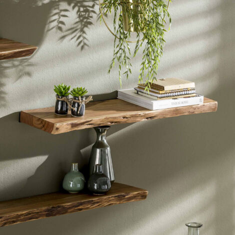 Etagère murale 90x20x4 cm en acacia massif - ALONG