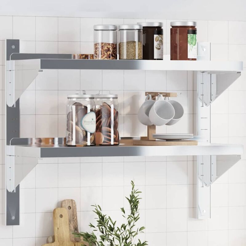 Vidaxl - tagère murale 2 niveaux 75x23,5x60 cm argenté acier inoxydable
