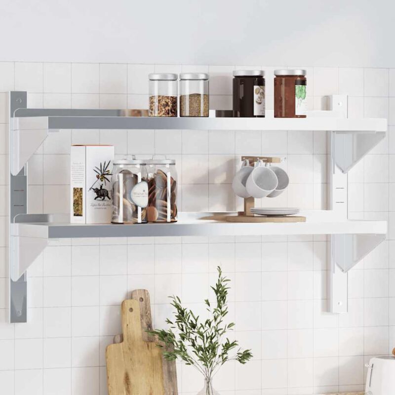 Vidaxl - tagère murale 2 niveaux 100x23,5x60cm argenté acier inoxydable