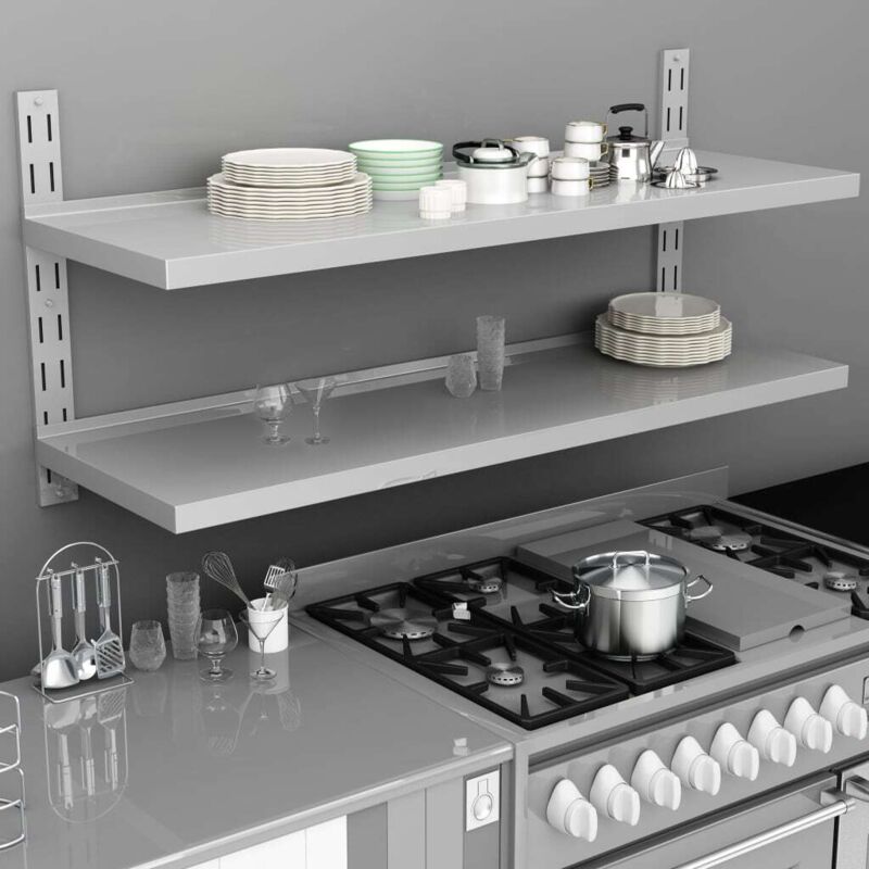 Vidaxl - tagère murale à 2 niveaux Acier inoxydable 150x30 cm