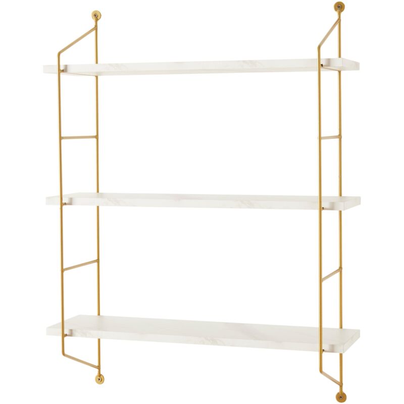 Helloshop26 - tagère murale à 3 niveaux 48 x 15 x 64 cm effet marbre blanc