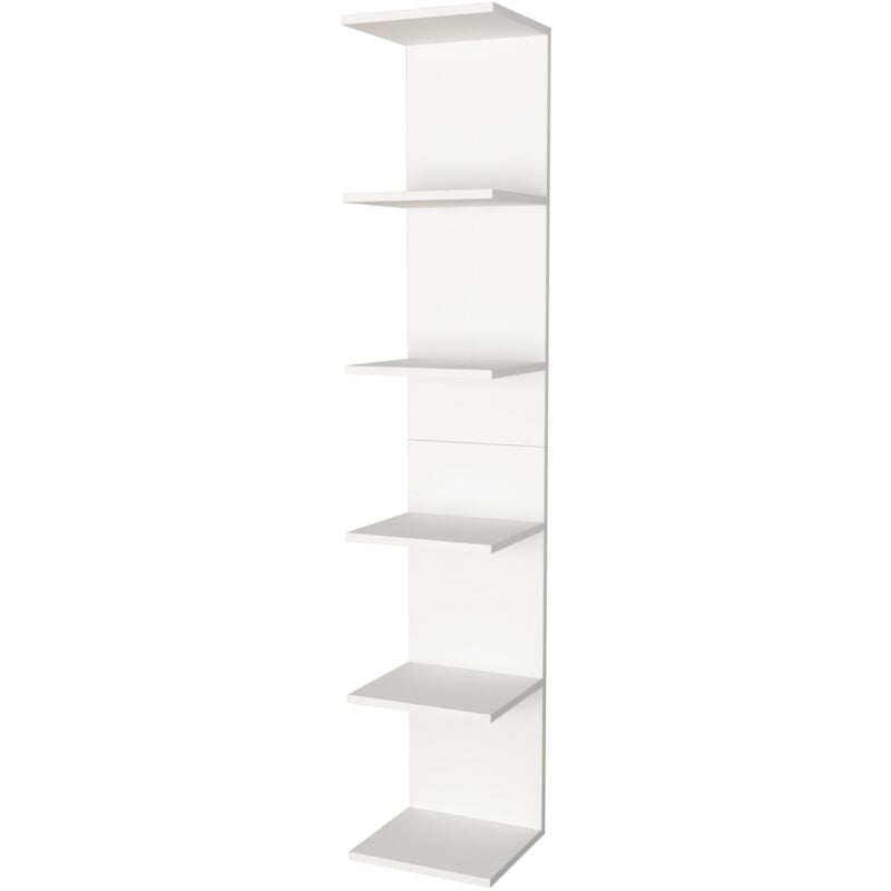 Helloshop26 - tagère murale à 6 niveaux 180 x 34,5 x 30 cm blanc