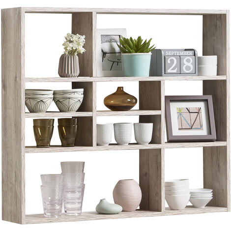 Etagère murale à cases en bois imitation chêne sable - ET13041-4