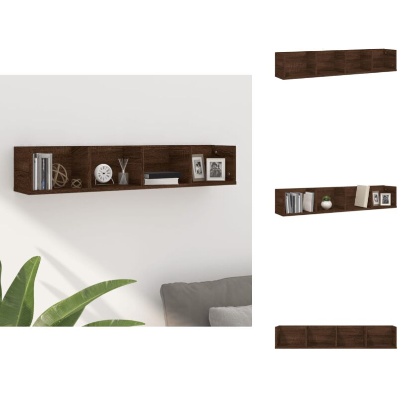 Tagère murale à cd Chêne marron 100x18x18 cm Bois d'ingénierie - Étagère Murale - Étagère à cd - Bibliothèque Murale - Rangement cd - Meuble tv