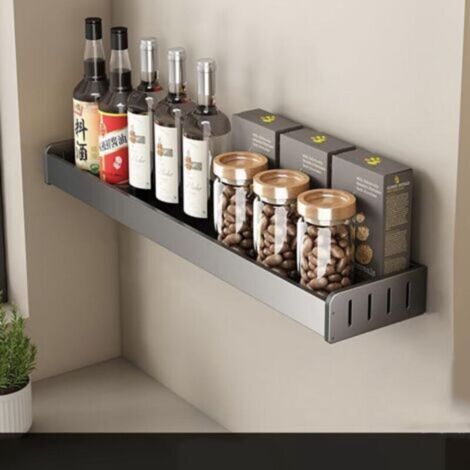 Étagère Murale à Épices Sans Perçage - Organiseur Suspendu pour Cuisine et Salle de Bain - Porte-Ustensiles 40 cm