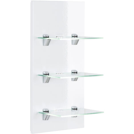 Étagère murale à Led SANTINI blanche brillante avec 3 tablettes en verre - blanc brilliant