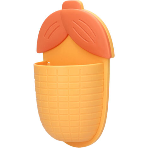Étagère Murale Adhésive en Forme d'Épi de Maïs, Organisateur sans Trace pour Salle de Bain ou Bureau, Couleur Jaune Vif