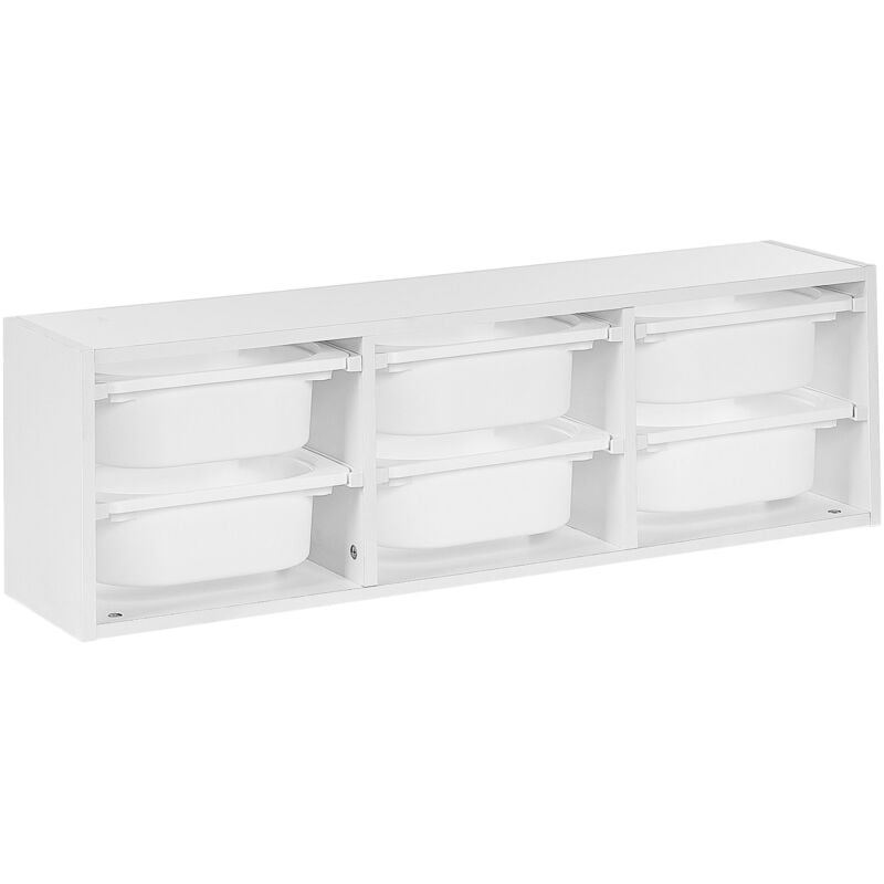 Etagère Murale avec 6 Boîtes à Tiroirs Chambre d'Enfant Panneau Particules Plastique Blanc Tobin