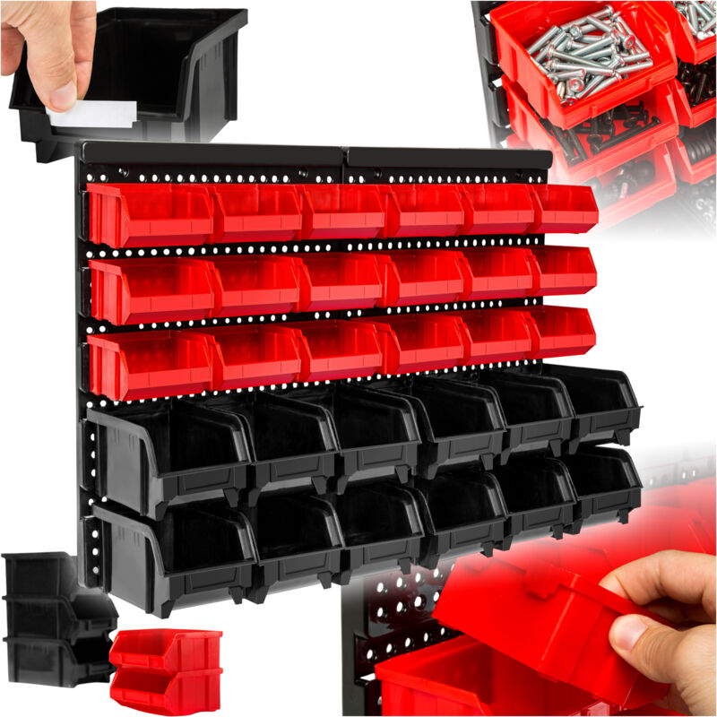 Tectake - Etagère murale avec 30 bacs de rangement -