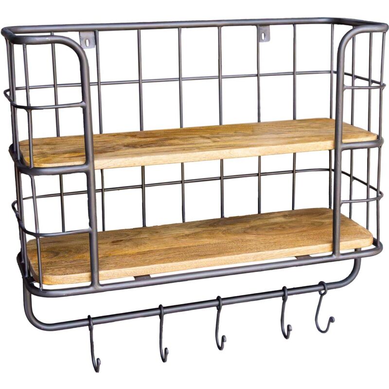 Antic Line Créations - Etagère murale avec porte manteaux Modèle 1