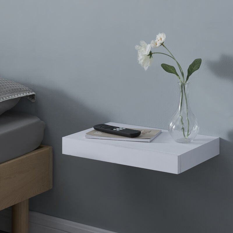[en.casa] - tagère murale avec tiroir Hyvinkää 40 x 25 x 5 cm blanc