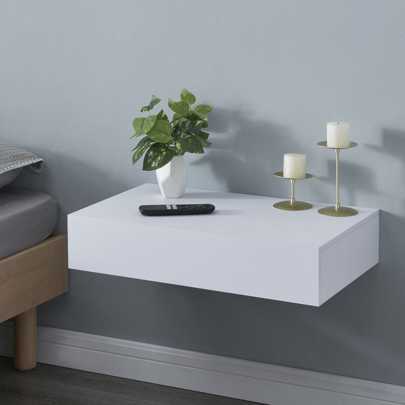 [en.casa] - tagère murale avec tiroir intégré Kärsämäki 60 x 35 x 12 cm blanc