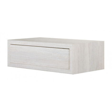 Étagère murale avec tiroir, table de chevet suspendue, chêne blanchi, 45 x 14,3 x 23,7 cm - Legolo Maxi