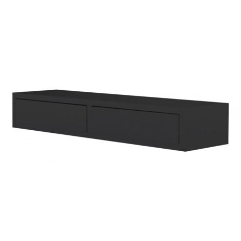 Étagère murale avec tiroir, table de chevet suspendue, étagère murale, noire, 88,2 x 13,4 x 23,7 cm - Domino Maxi