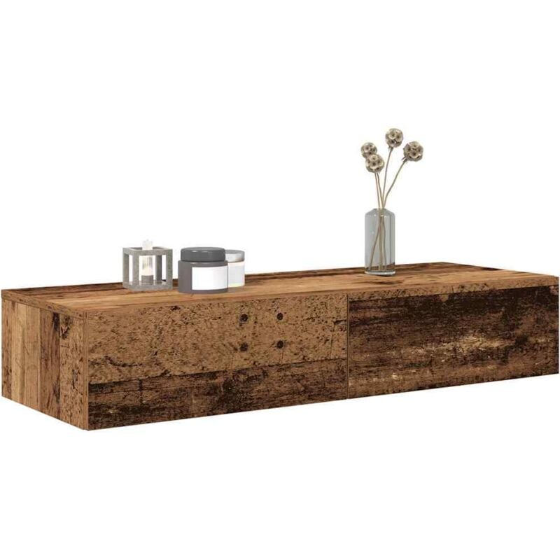 Vidaxl - tagère murale avec tiroirs vieux bois bois d'ingénierie