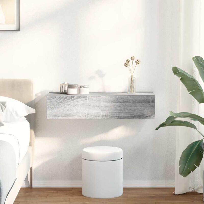 Vidaxl - tagère murale avec tiroirs sonoma gris bois d'ingénierie