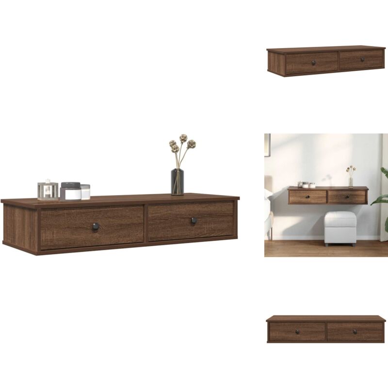 Vidaxl - tagère murale avec tiroirs chêne marron bois d'ingénierie - Étagère Murale - Étagères Murales - Étagère Murale Avec Armoire - Armoire De