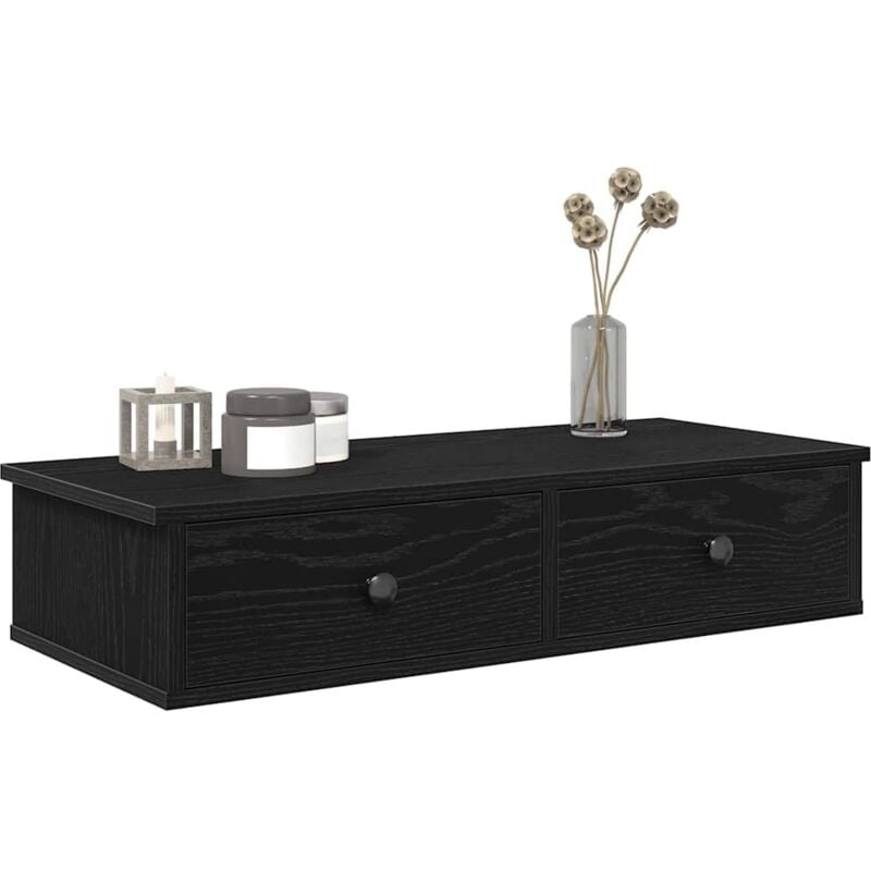 Vidaxl - tagère murale avec tiroirs noir 80x31x17 cm bois d'ingénierie