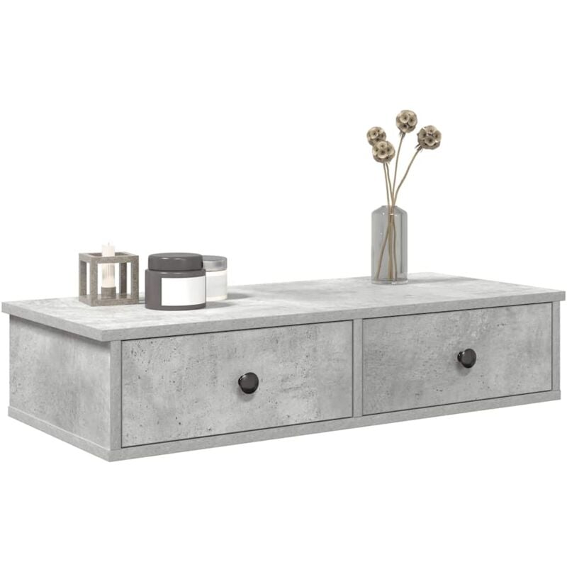 Vidaxl - tagère murale avec tiroirs gris béton bois d'ingénierie