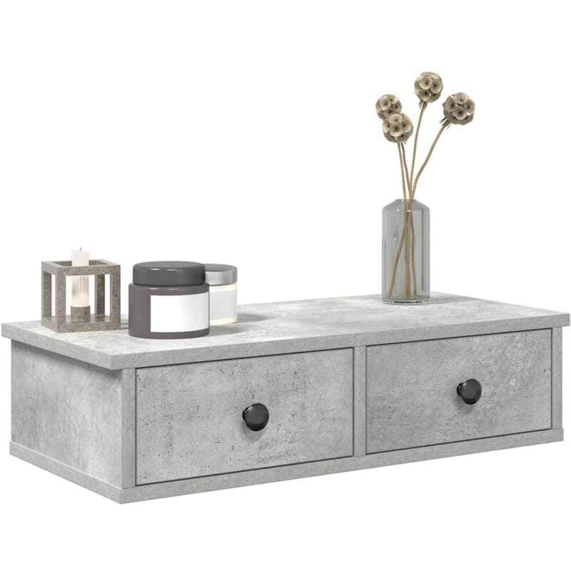 Étagère murale avec tiroirs gris béton bois d'ingénierie vidaXL