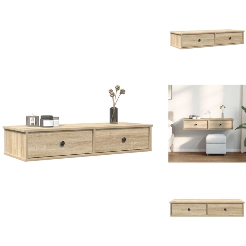 Vidaxl - tagère murale avec tiroirs chêne sonoma bois d'ingénierie - Étagère Murale - Étagères Murales - Étagère Murale Avec Armoire - Armoire De