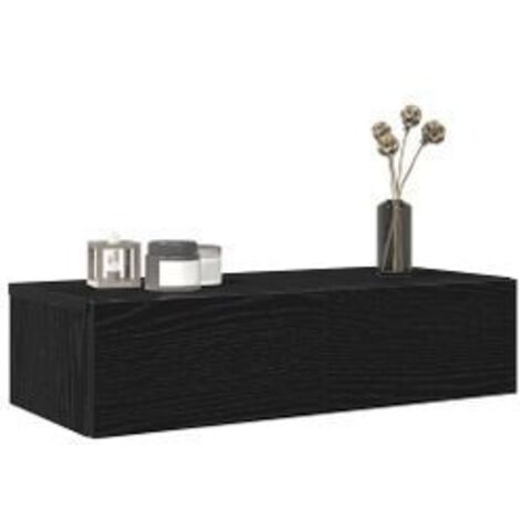 Étagère murale avec tiroirs noir 60x26,5x15 bois d'ingénierie